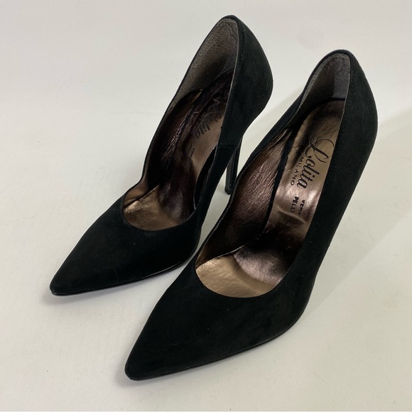 Lolita Milano Black Suede Pumps Stiletto Heels 8 / 38 - Picture 3 of 15